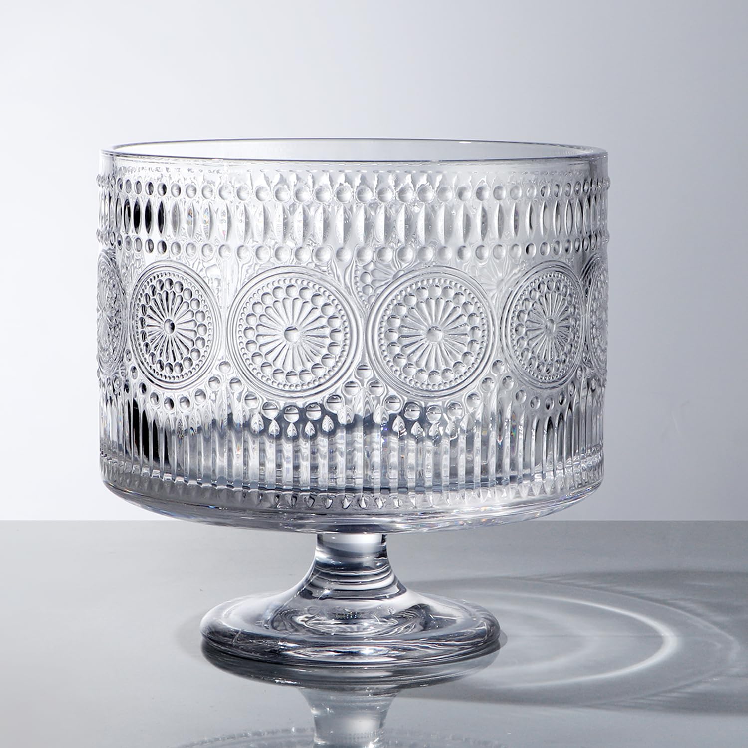 Cuenco de cristal con pedestal, 3250 ml, cuenco vintage para servir centro de mesa, plato de postre con pies para pasteles en capas, frutas, ensalada