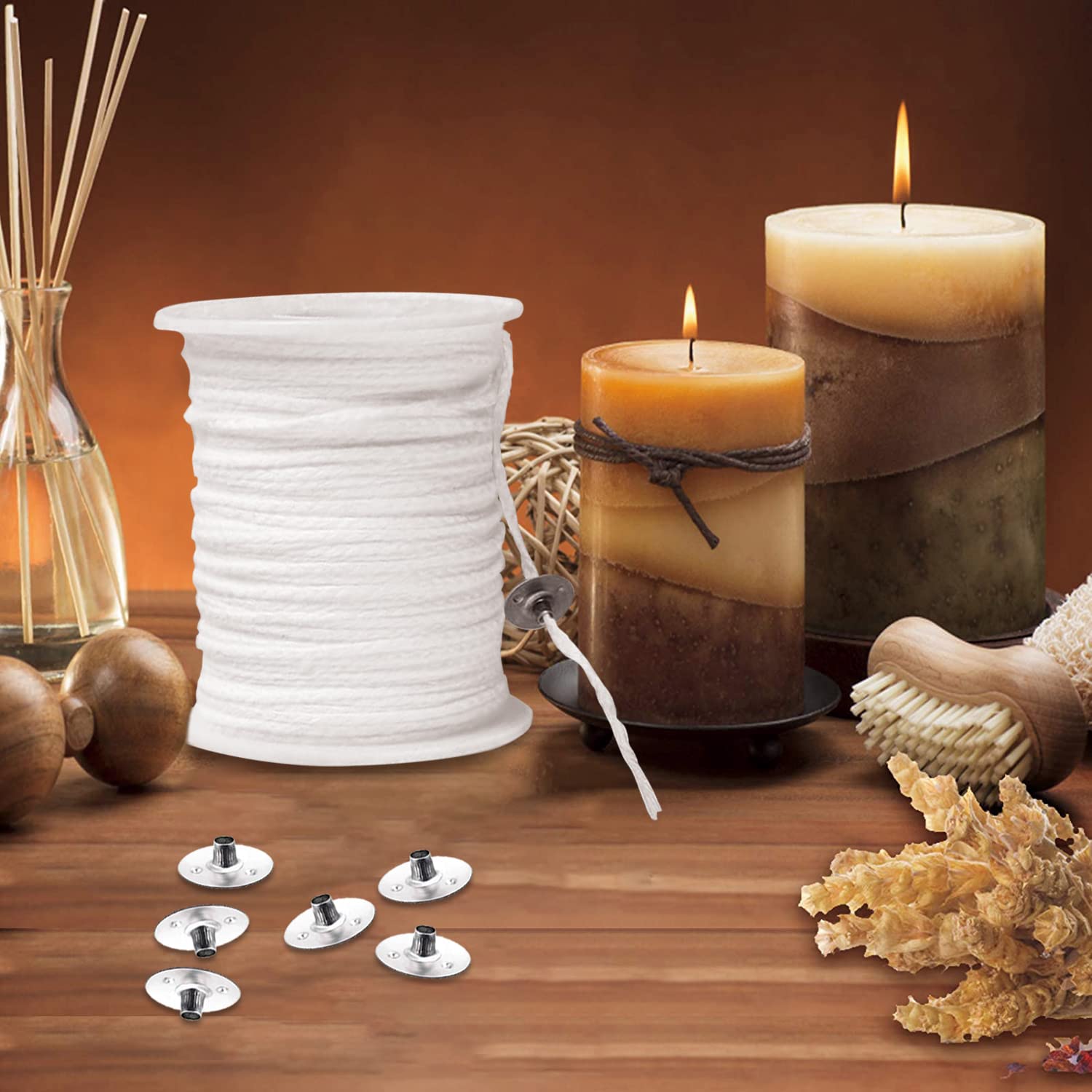 Mechas De Madera Para Velas - 50 Unidades De 13x130 Mm, Con Base Metálica, Para Manualidades De Cera