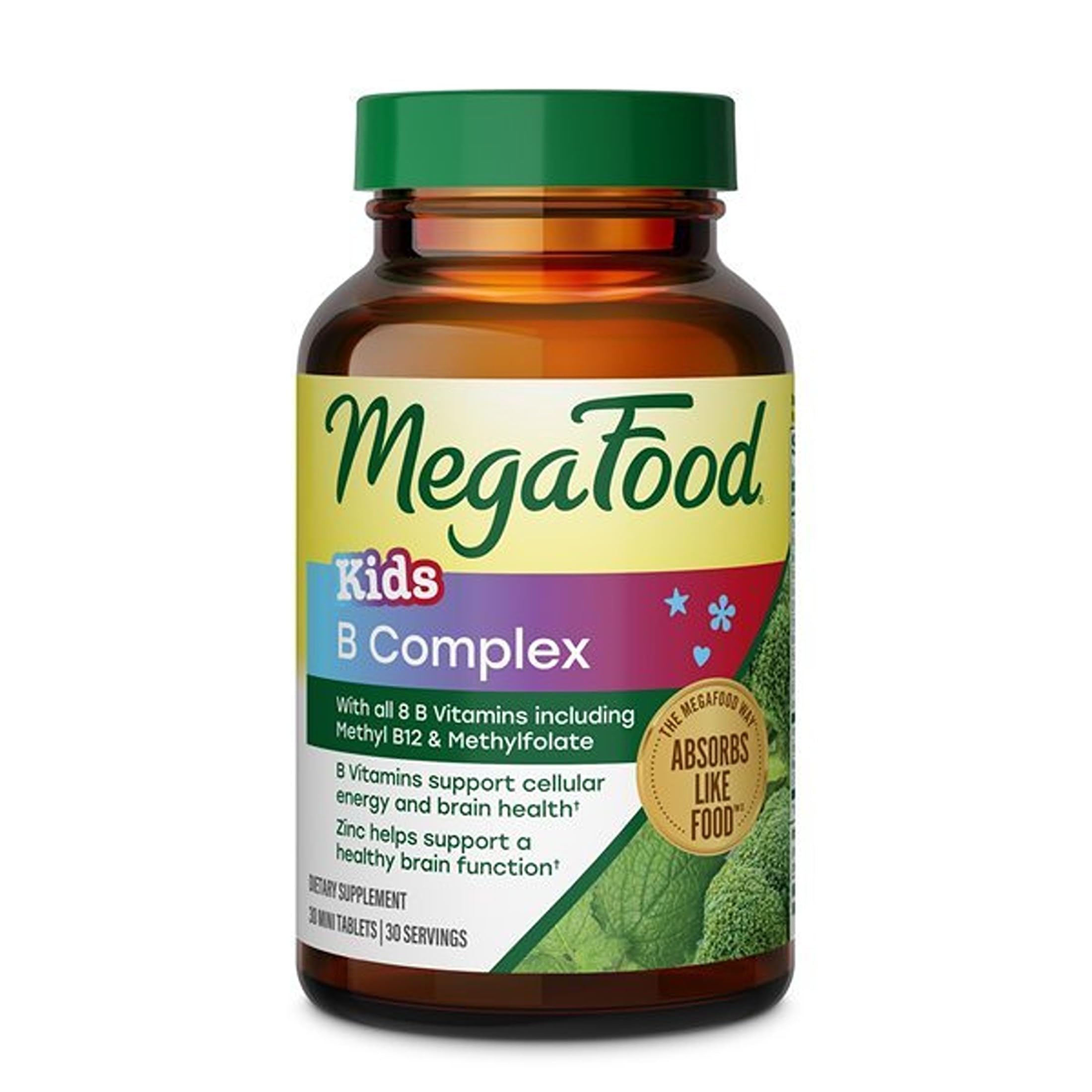 MegaFood Kids Vitamin B Complex, Cellular Energy Support, 30 Mini Tablets 30 Count (Pack of 1)