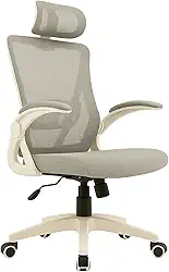 Cadeira de Escritório Ergonômica Cinza, Malha Respirável e Encosto de Cabeça Ajustável, Apoio Lombar, Estofado Mesh | Cadeira Presidente com Mecanismo de Elevação e Inclinação | HYATTO OFFICE |