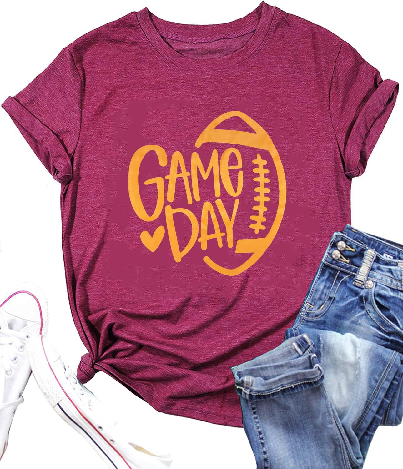 Game Day Football Shirt Women Football Season Tshirt Short Sleeve Sunday Graphic Tee Tops - Image 4