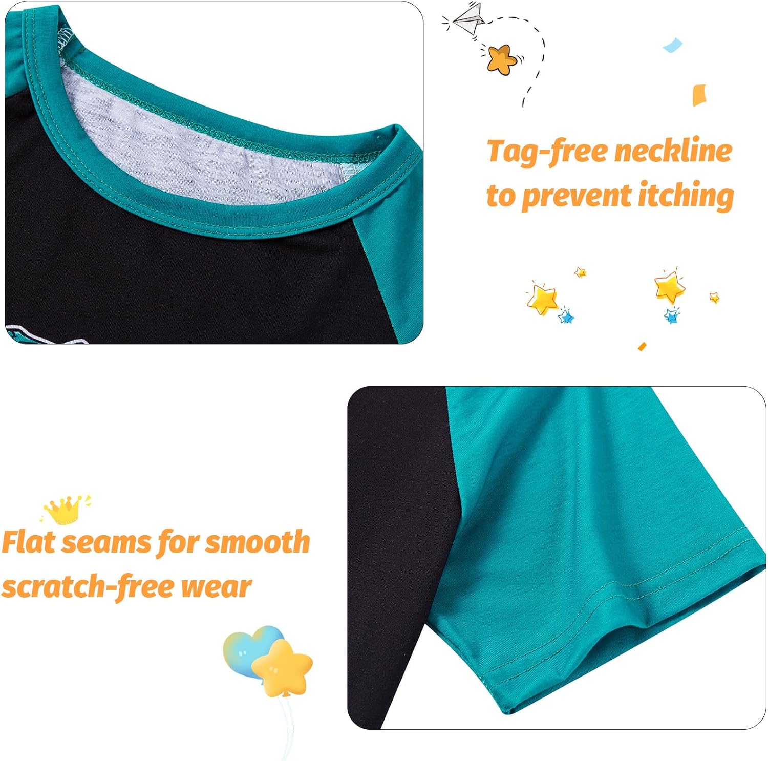 Funnycokid Boys Pajamas Set 2 Piece Short Sleeve Shirt Top Pants with Pockets Size 6-12 - Image 5