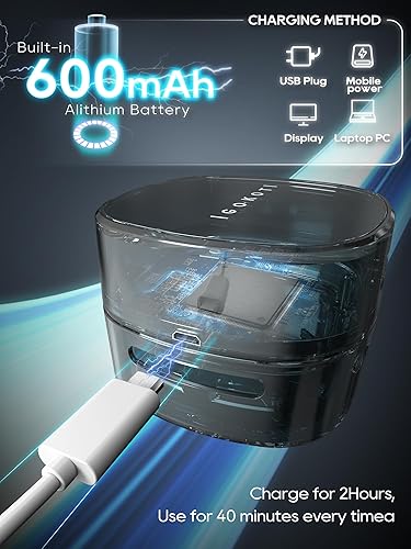 Miniatura 4 de IGOKOTI Aspiradora de escritorio pequeña, aspiradora de mostrador, aspiradora de mesa USB rechagadora, diseño inalámbrico de ahorro de energía