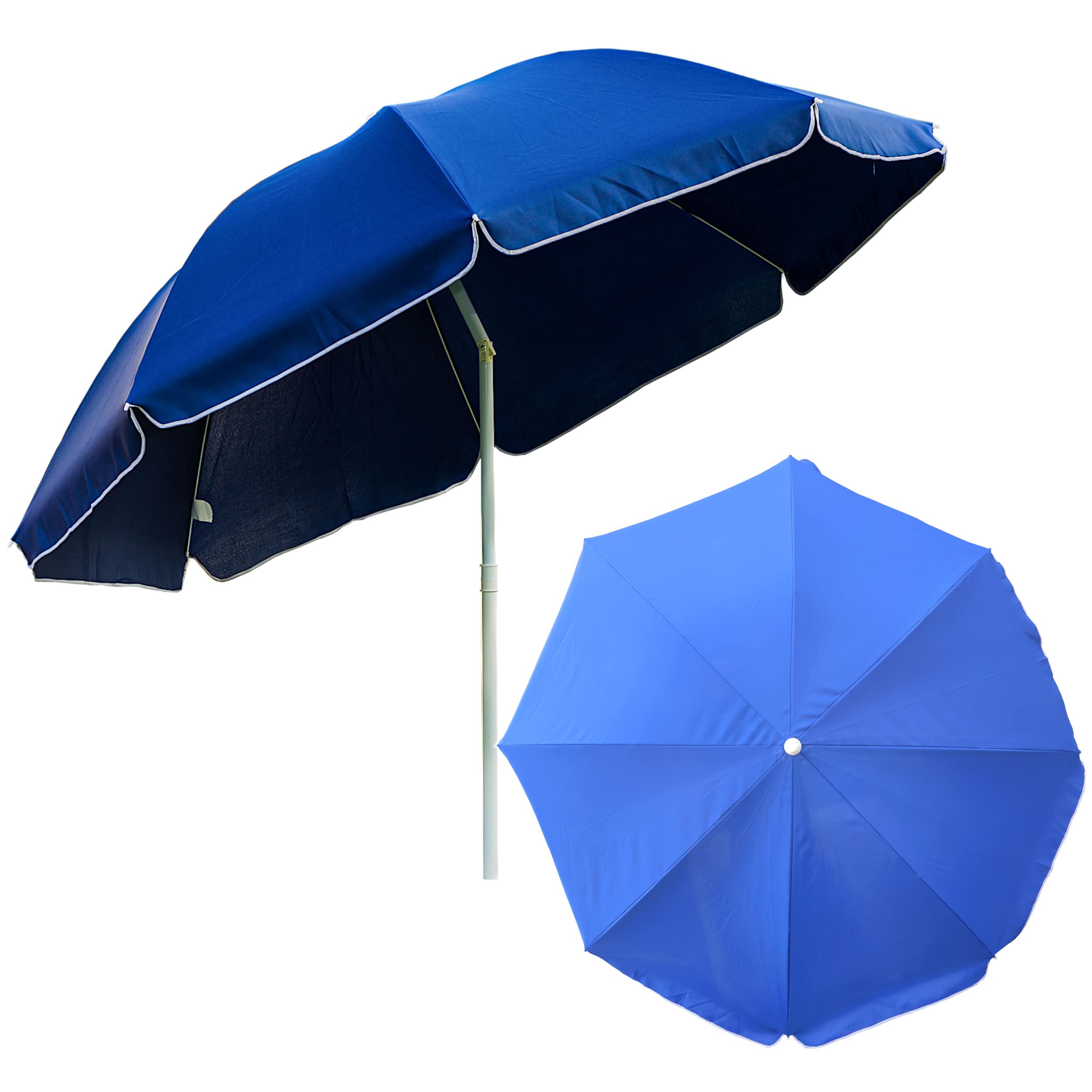 botle Sombrilla para jardín, material poliéster/acero, color azul marino, tema unificado, grande, D 240 cm, altura 230 cm, playa turística, fácil de plegar, función de freno, moderno y funcional