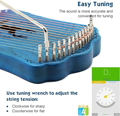 Miniatura 2 de Arpa de liria, 17 cuerdas de metal, sillín de arce, cuerpo de caoba, arpa de Lyra con llave de bolsa incluida