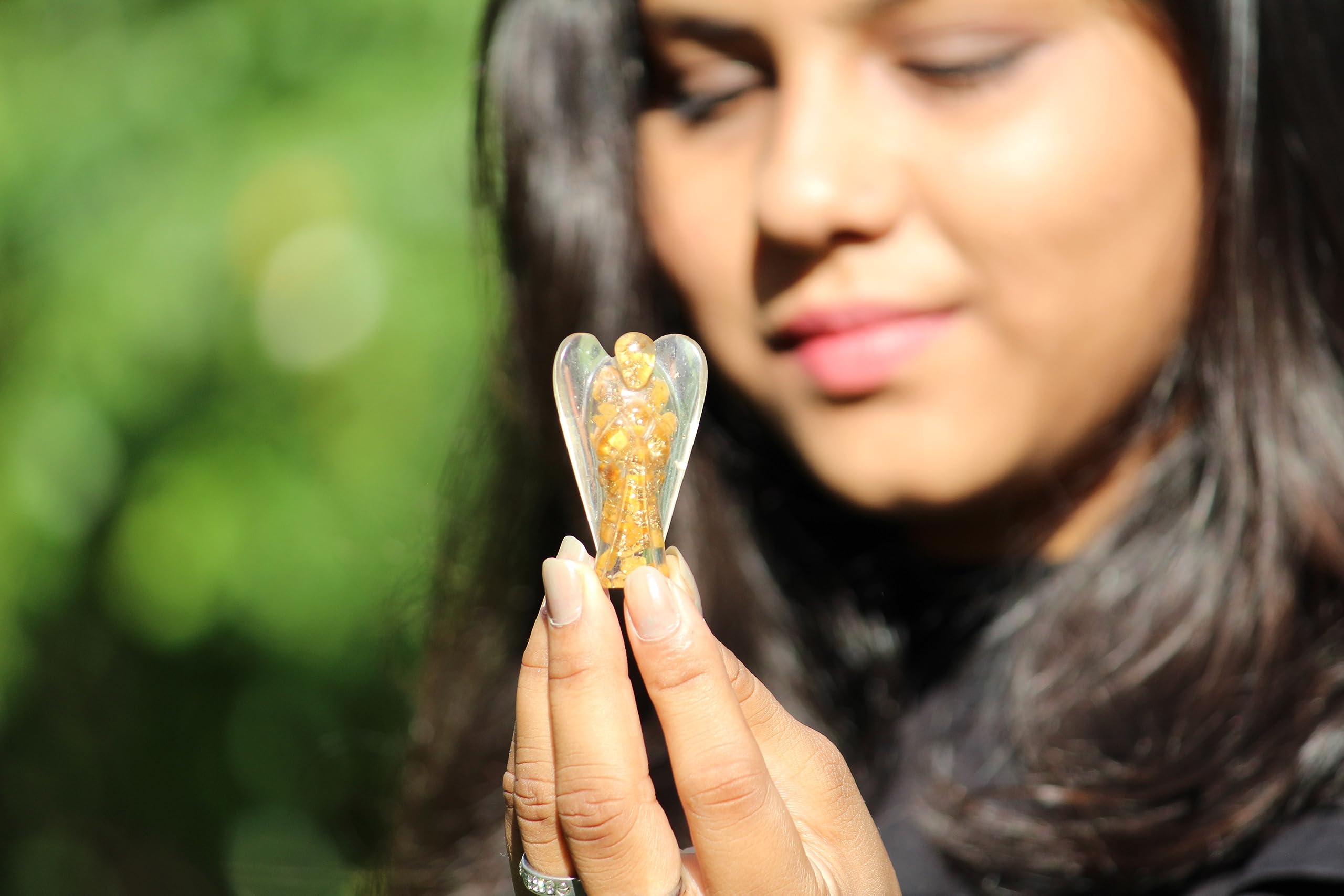Yellow Jade Orgone Angel - Prosperity & Positivity Crystal Guardian - Handmade Reiki Healing Angel for Confidence Wisdom & Good Fortune - Image 4