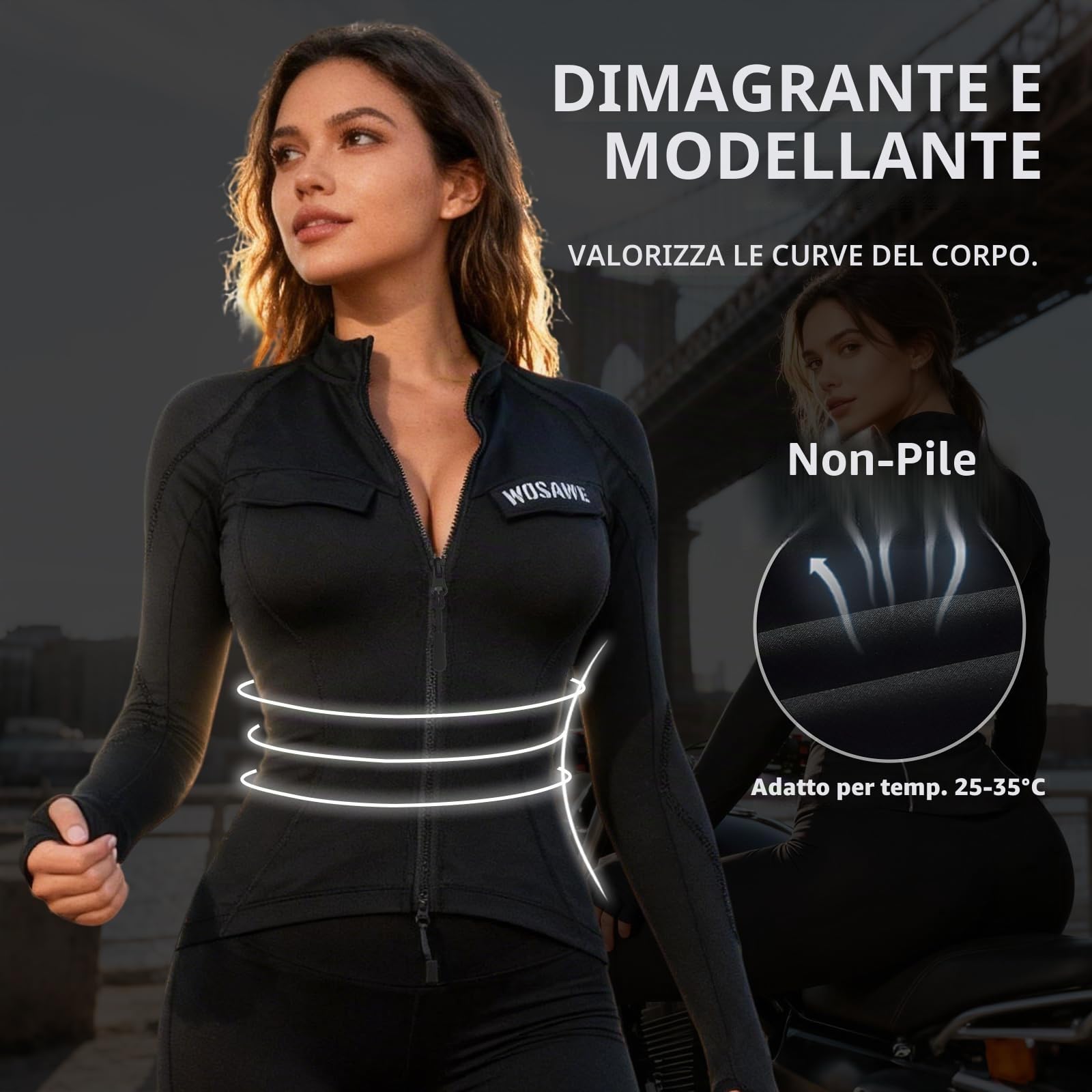 WOSAWE Giacca da moto da donna, vestibilità aderente, con protezioni CE