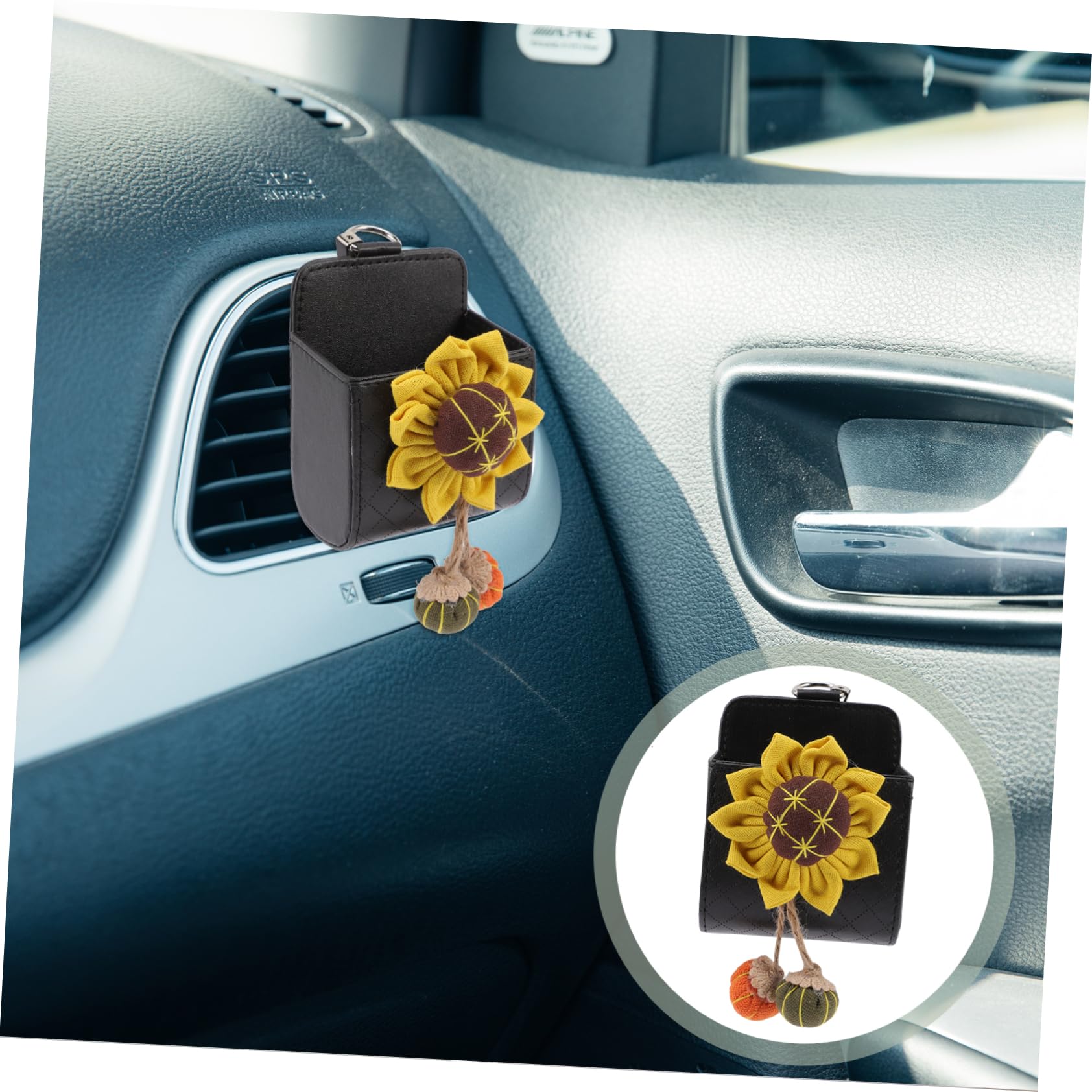 iplusmile 5piezas Organizador Colgante De Cuero Para Ventilación De Coche Soporte Para Gafas Llaves Monedas y Teléfono Accesorio Práctico y Funcional Para Aumentar El Espacio De