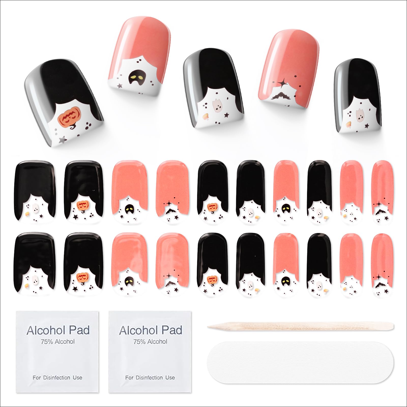 MOOYIYAN Semi Cured Gel Nail Strips|Works with Any UV/LED Lamps|20 Pcs Gel Nail Stickers|Long-Lasting Two Weeks and Easy to Apply & Remove|Cute