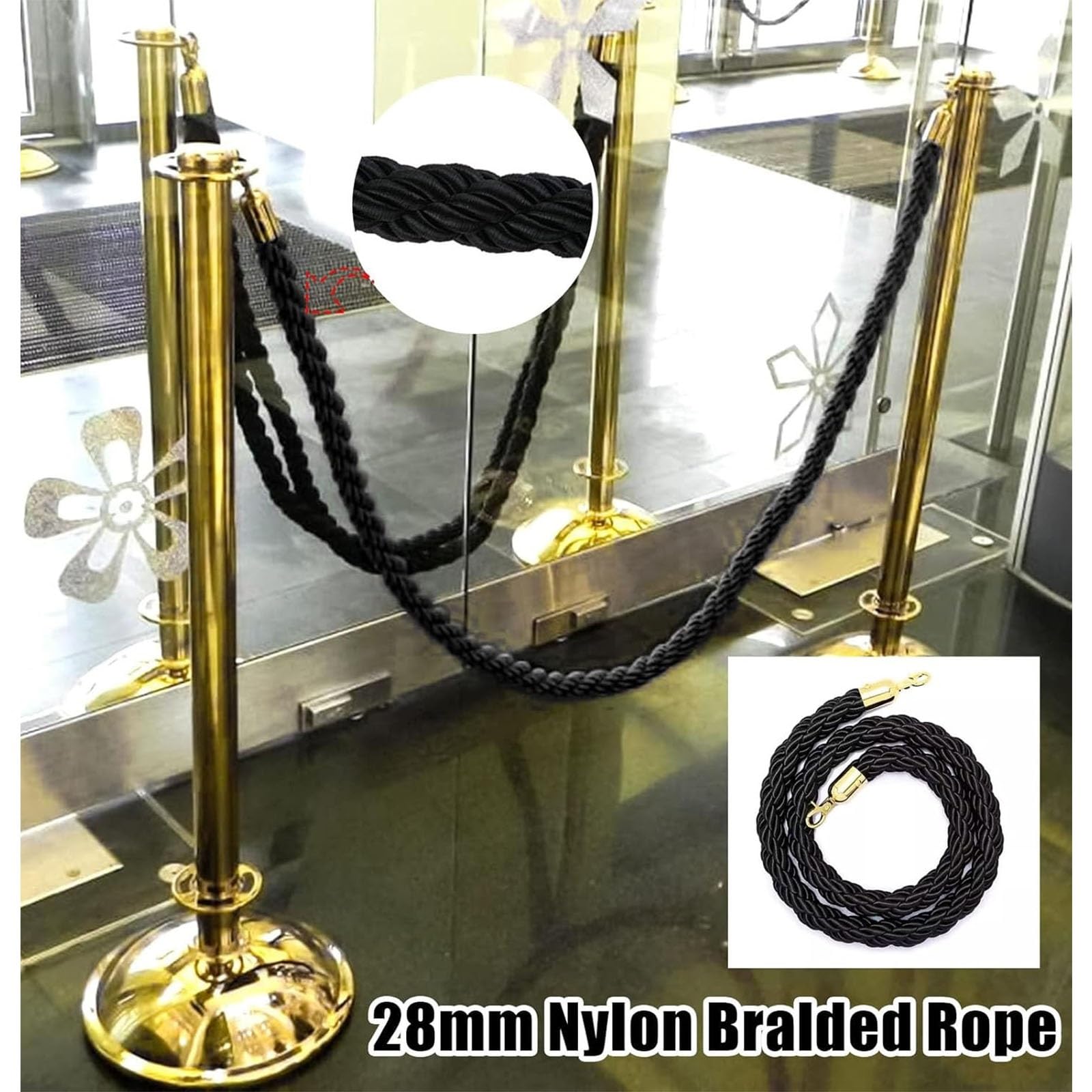 Lina odgradzająca, Pleciona lina konopna do rozdzielacza kolejki(Black silver Hooks,250cm(8ft))