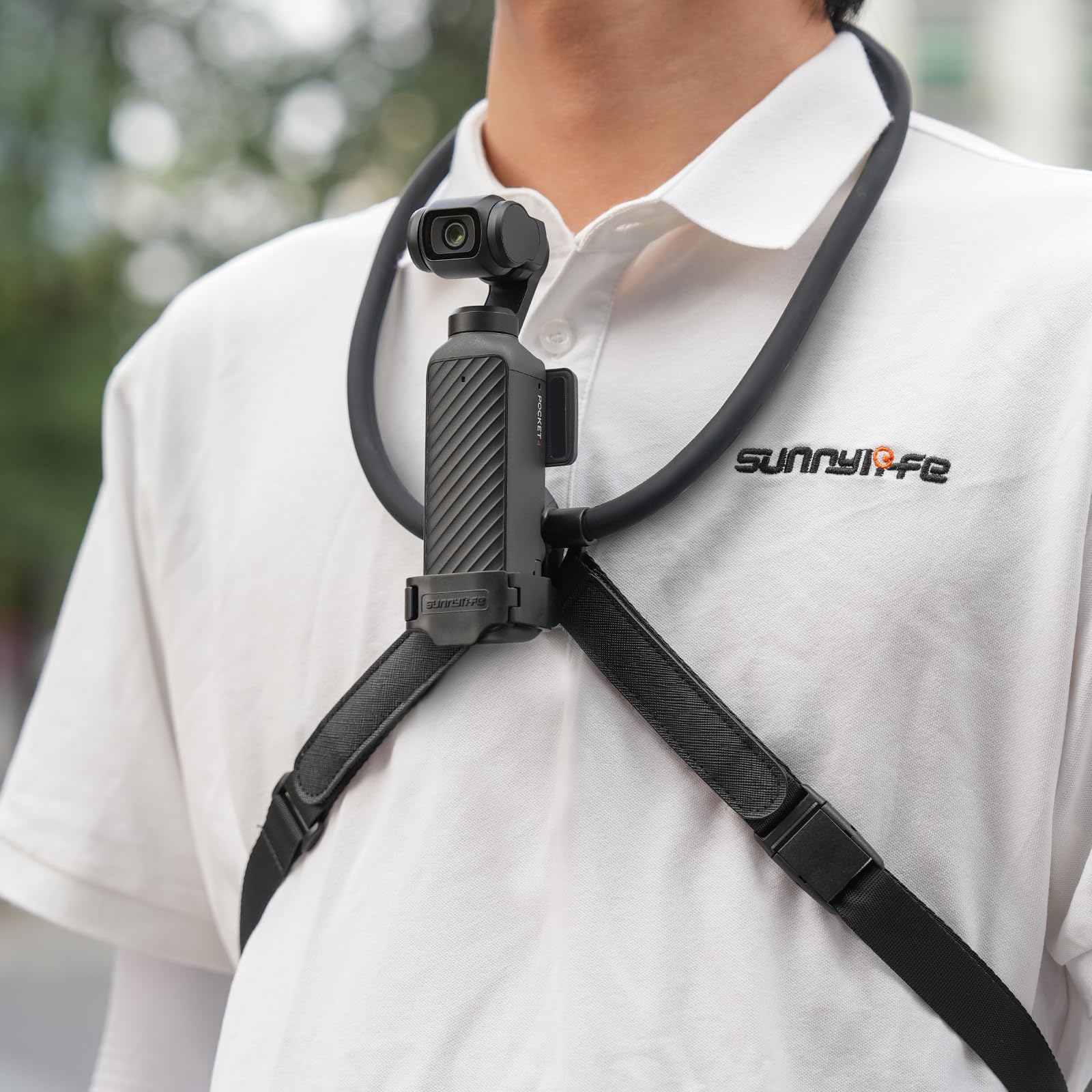 Support de Cou Réglable pour DJI Osmo Pocket 4/3 - Harnais de Poitrine POV Flexible avec Adaptateur à dégagement Rapide (Noir)