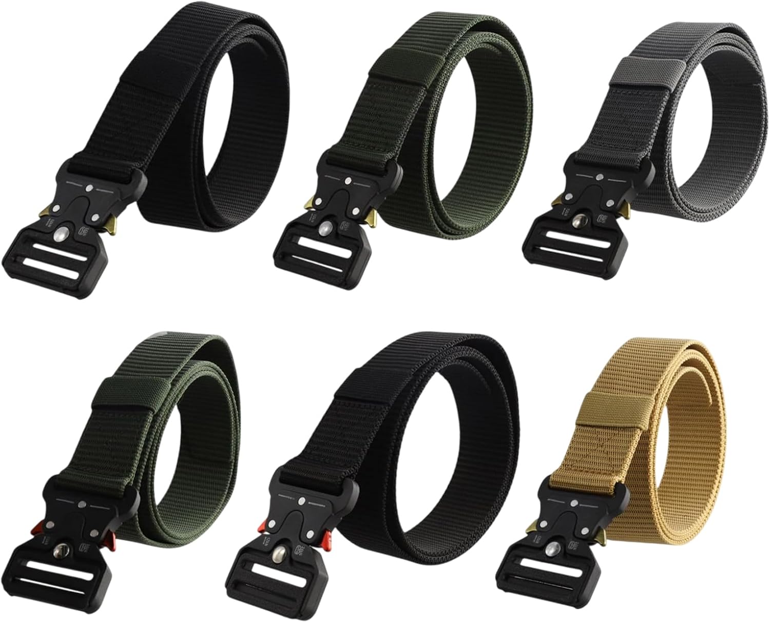6PCS Tactical Belt, Gun Belts for Men, Military Multi-purpose Combat Gear, Adjustable, With Heavy Duty Quick Release Metal Buckles, Suitable for Men Work, 47.2in