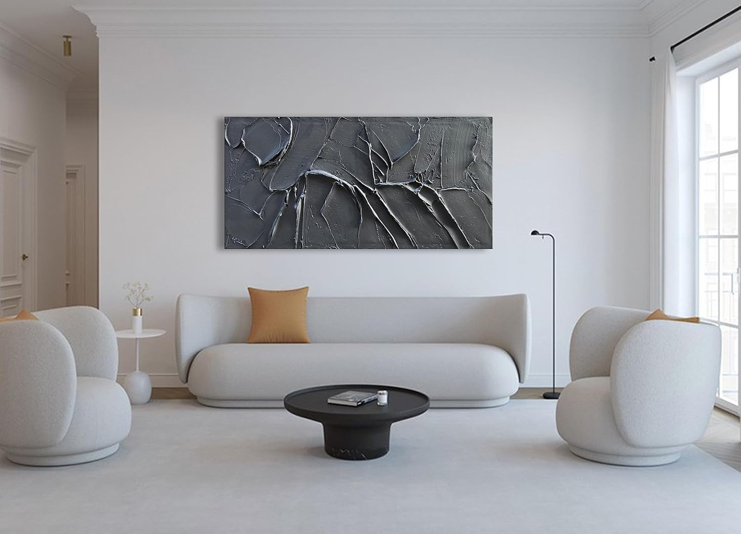 NANKAI Quadro Moderno Texture Bianca - Arte Minimalista Astratta, Pittura A Olio Su Tela 75x115 Cm, Decorazione Da Parete Per Soggiorno, Corridoio, Ufficio