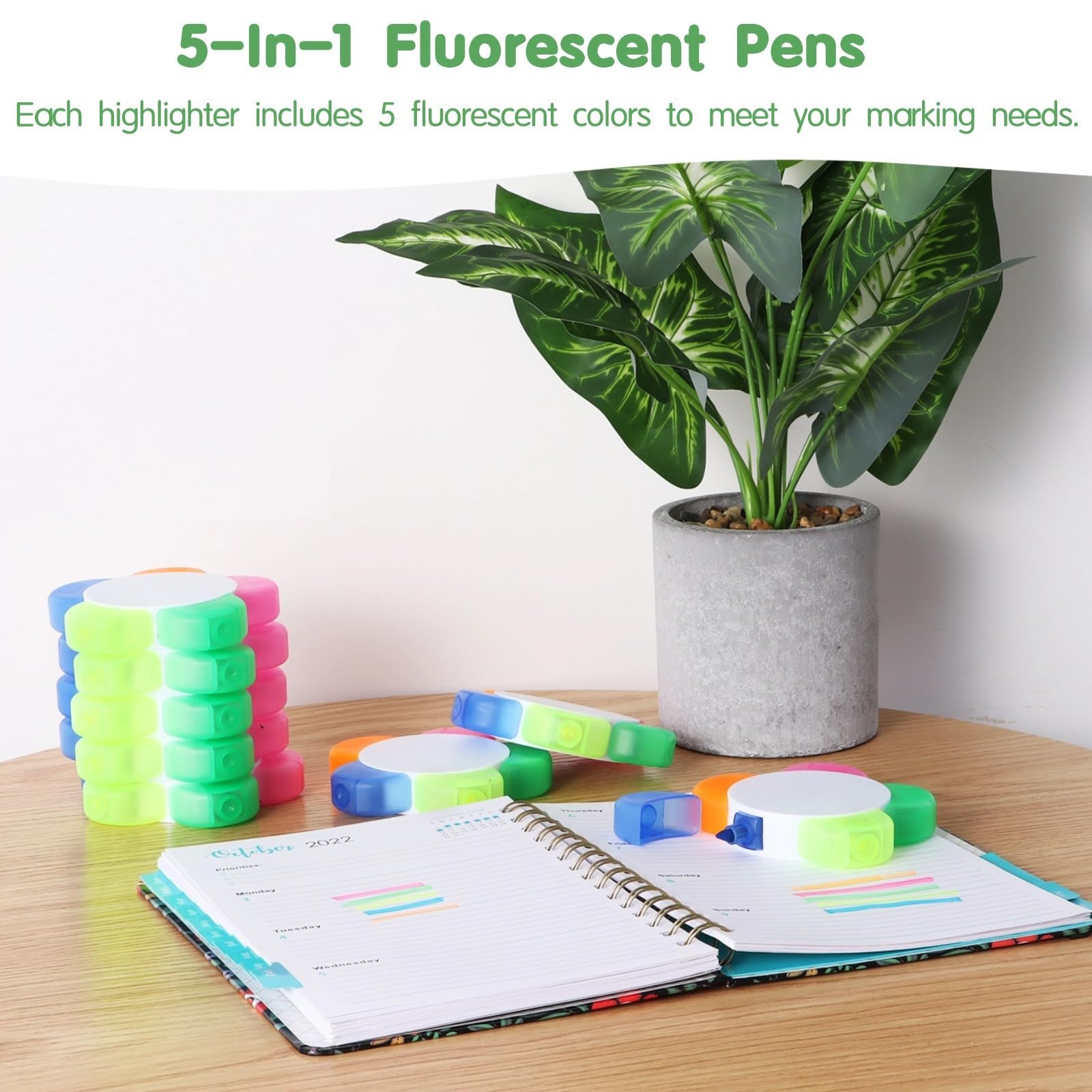 Fluoreszierende Textmarker in Blütenform, 5 Farben, Blumenform, für Studium, Büro und Bastelprojekte, 24 Stück