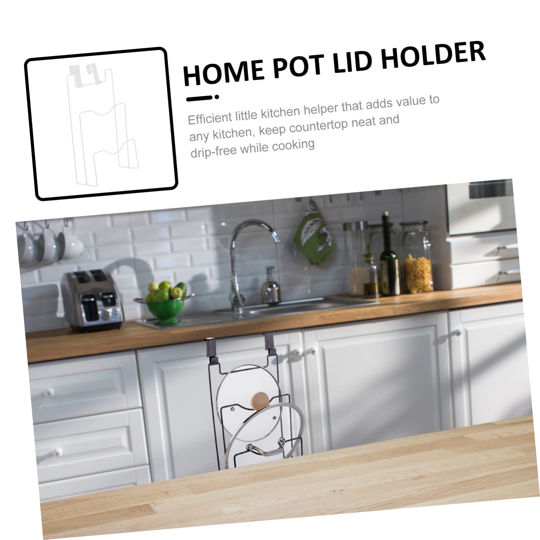 DECHOUS Decorative Pot Lid -mounted Holder for Cookware Space-saving Design No-drill Installation for Kitchens and Apartments Keeps Your Countertop Organized