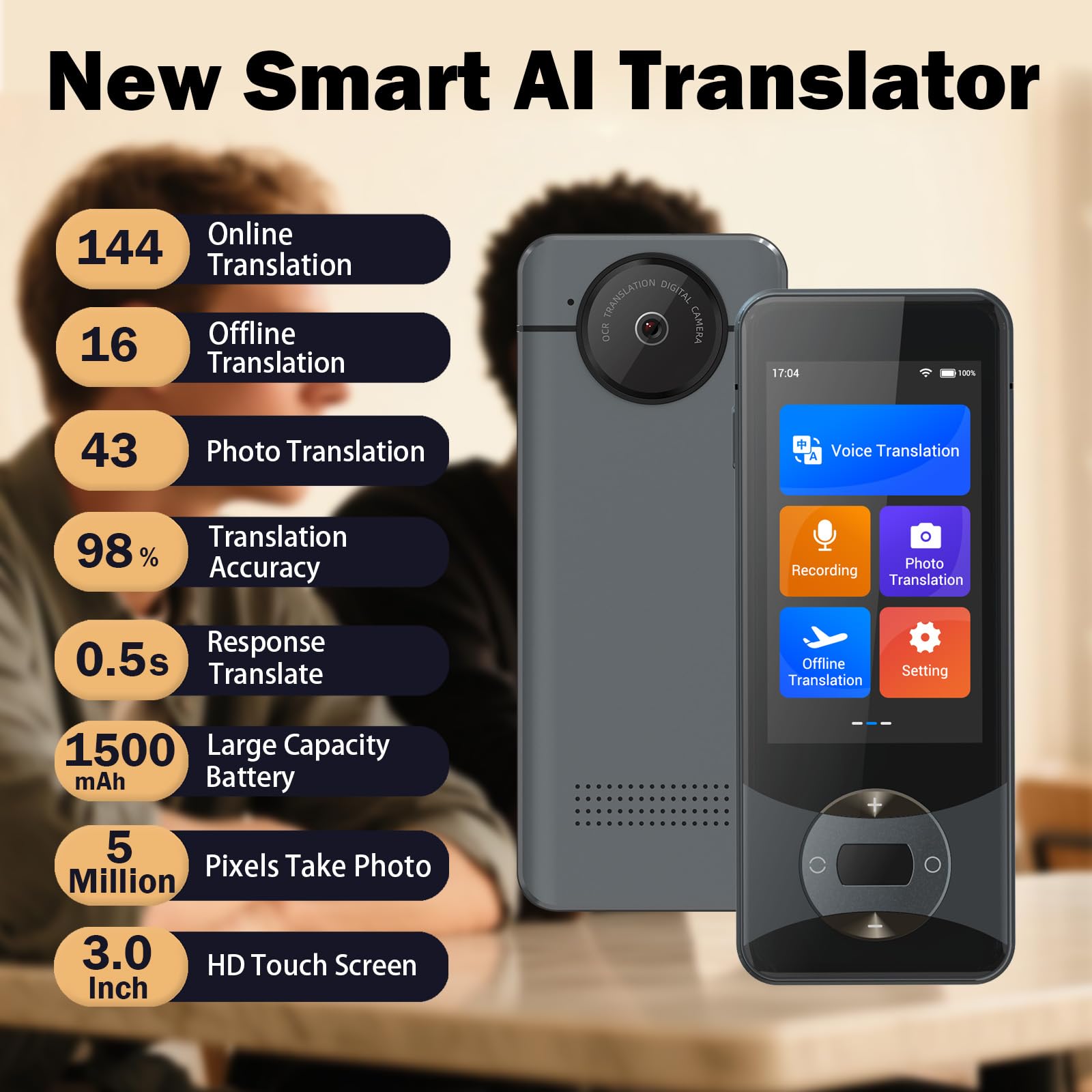 Wooask Language Translator Device, AI Translator Device W10 No