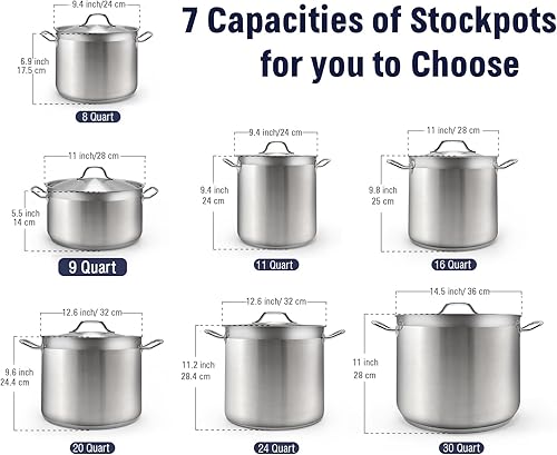 Miniatura 6 de Cooks Standard Juego de utensilios de cocina de acero inoxidable de 8 piezas con olla y cazuela de 9 cuartos de galón