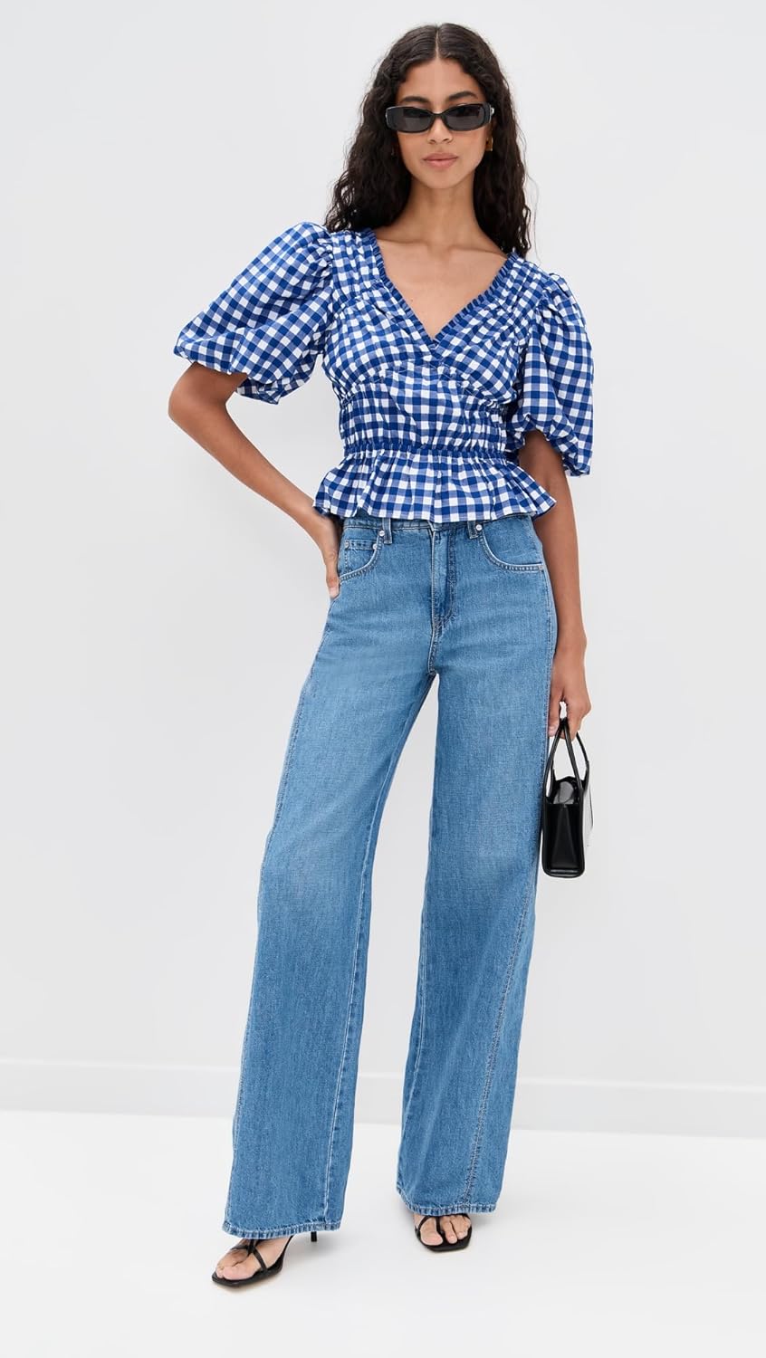 Sea Women's Neci Gingham V Neck Top - Image 5