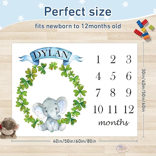 Miniatura 3 de Manta de hitos para bebé con nombre personalizado, manta mensual de hitos para bebé con doble cara para niños y niñas, accesorios de fotografía de