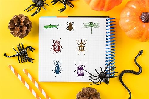 Miniatura 5 de Arbuya Sellos transparentes de espécimen de insectos para hacer tarjetas o diario, sellos de goma de escarabajos de mariposa para manualidades,