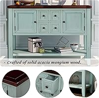 Vista 4 de Aprilsoul Mesa consola de buffet, aparador de 47.36 pulgadas con 4 cajones, 2 armarios de almacenamiento y estante inferior para sala de estar