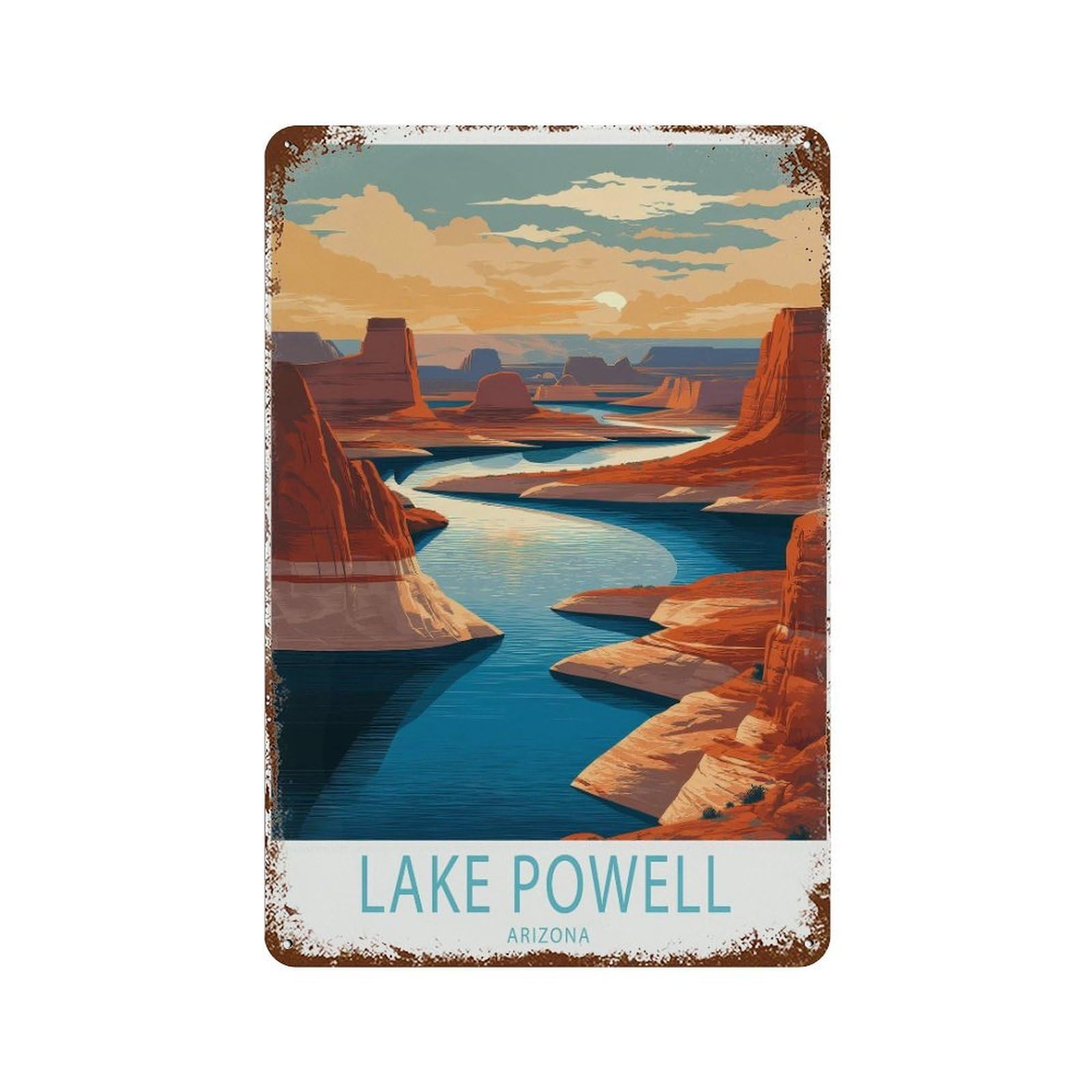xiaoxiaoshen Lake Powell Arizona Travel Canyon Desert Work, Southwest Home Decor Wall Decor Art Metal Tin Poster Modern Home Decor Art Home Bar Shop Decorations Vintage Sign 30x20cm