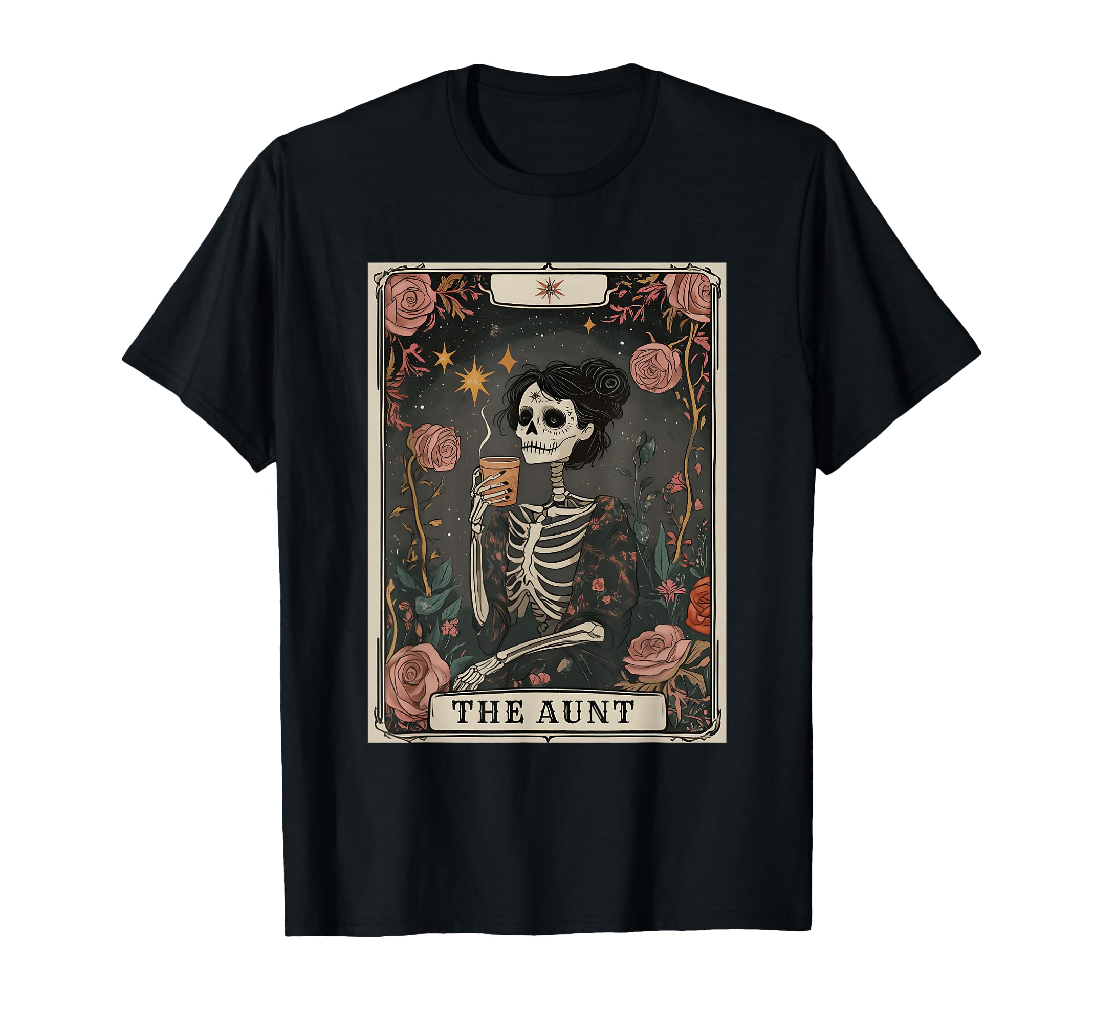 The Aunt Tarot Card Women Skeleton Aunty Coffee Lover T-Shirt