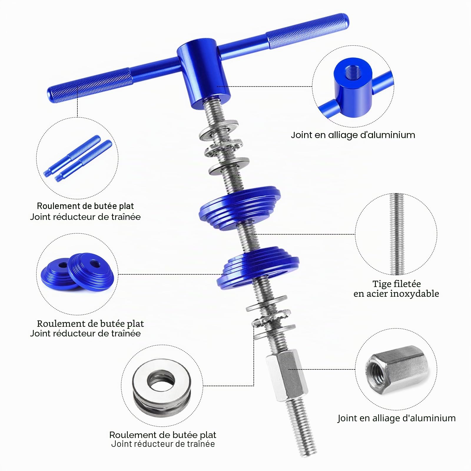 Presse à gouvernail et palier de pédalier de vélo, Presse-Poussoir Professionnel, Outil de Montage de pédalier, Outil de poussée de roulement dans Les Tubes de Direction, Outils de réparation de vélo