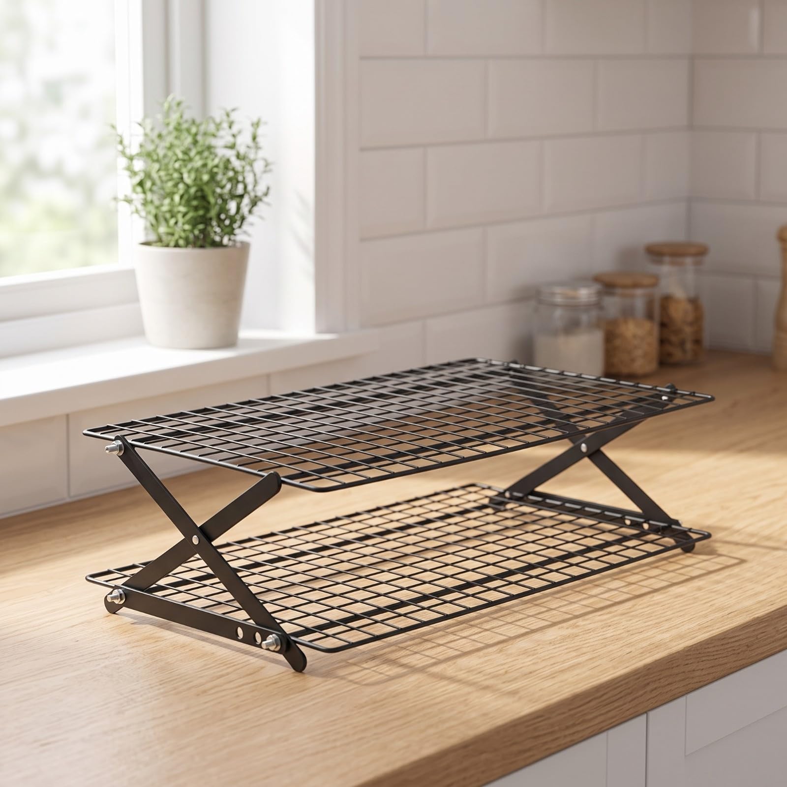 F Fityle Rejilla Enfriamiento Metálica | Ahorra Espacio, Compacta, Rejilla para Repostería, Cocina, 4 Niveles