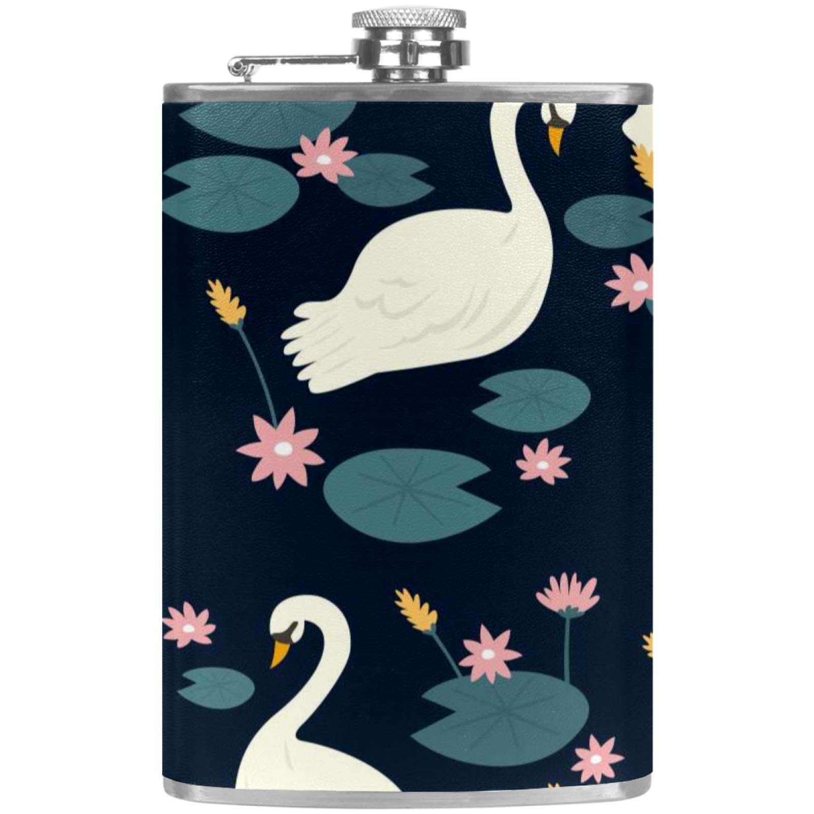 Flasque à whisky de poche en cuir bleu foncé avec entonnoir de camping
