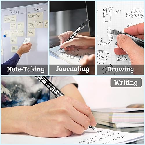 Miniatura 5 de 12 bolígrafos líquidos de punta fina de punta fina, bolígrafos de tinta negra de 0.020 in, bolígrafos de punta ultra fina, escritura suave para