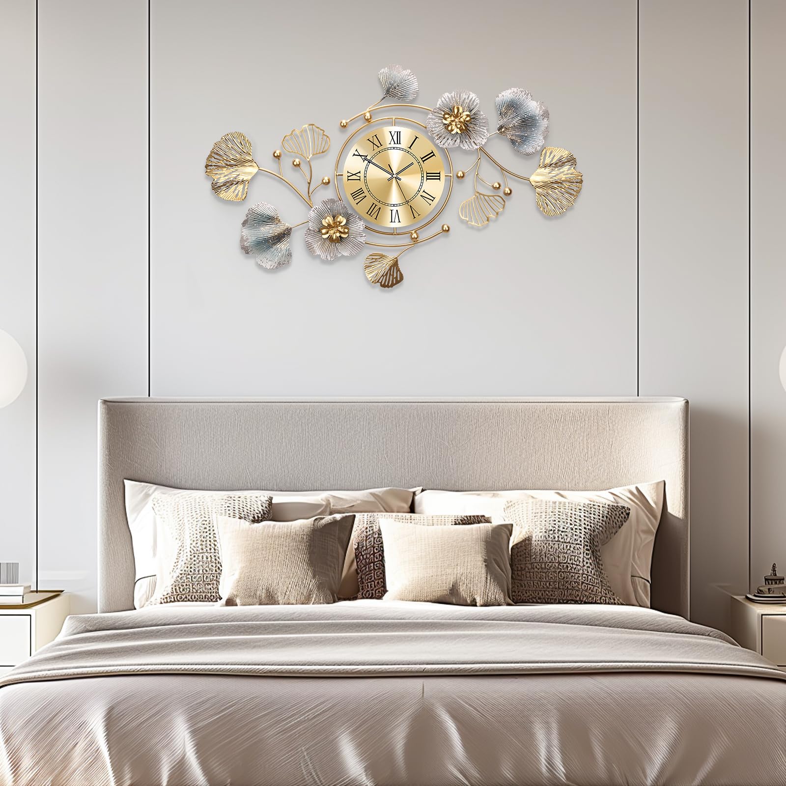 Blissio Wanddeko Wohnzimmer, Wanddeko Metall, Retro Ginkgo Leaf Design, Kreatives Geschenk für die Heimdekoration für Wohnzimmer,Schlafzimmer,Studie Wanddekoration (92cm)