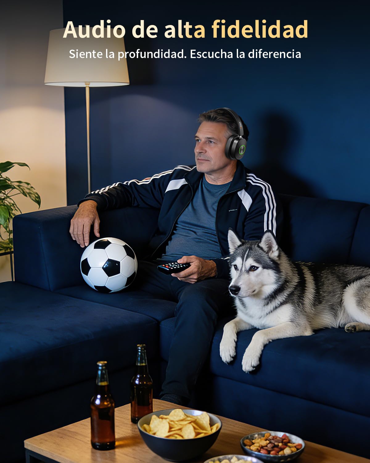 Wantek Auriculares inalámbricos para televisión, Auriculares inalámbricos de TV para Personas Mayores con estación de Carga del transmisor, sin demora de Audio, Bluetooth 5.4, Auriculares de Diadema