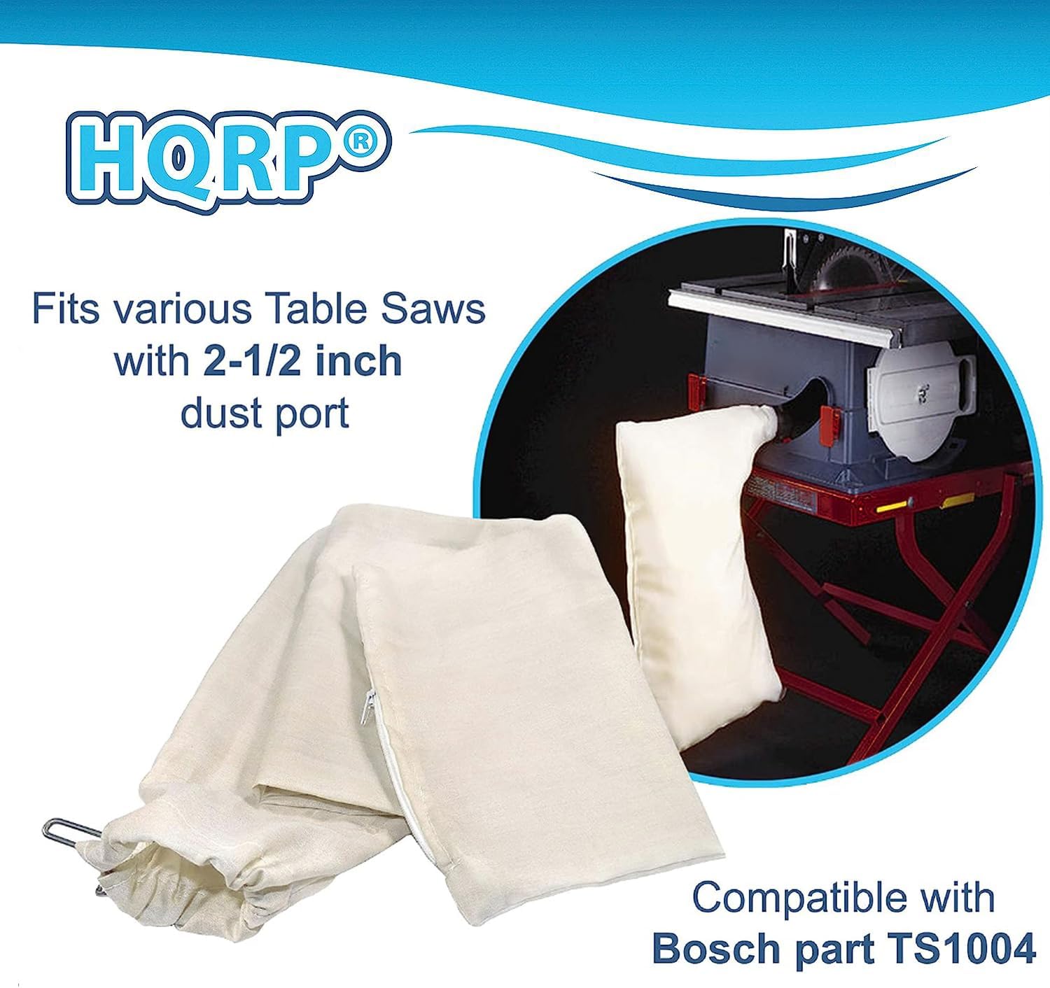 HQRP Dust Collector Bag Compatible with Bosch Rigid Ryobi DeWalt Kobalt Skilsaw Craftsman Porter Cable Delta Makita 10" Tablesaws with 2.5" Dust Port