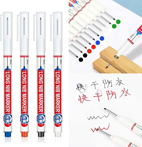 Miniatura 3 de 12 rotuladores de punta larga de 0.78 pulgadas, marcadores de alcance profundo, azulejos de nariz larga, rotuladores de carpintero a base de aceite
