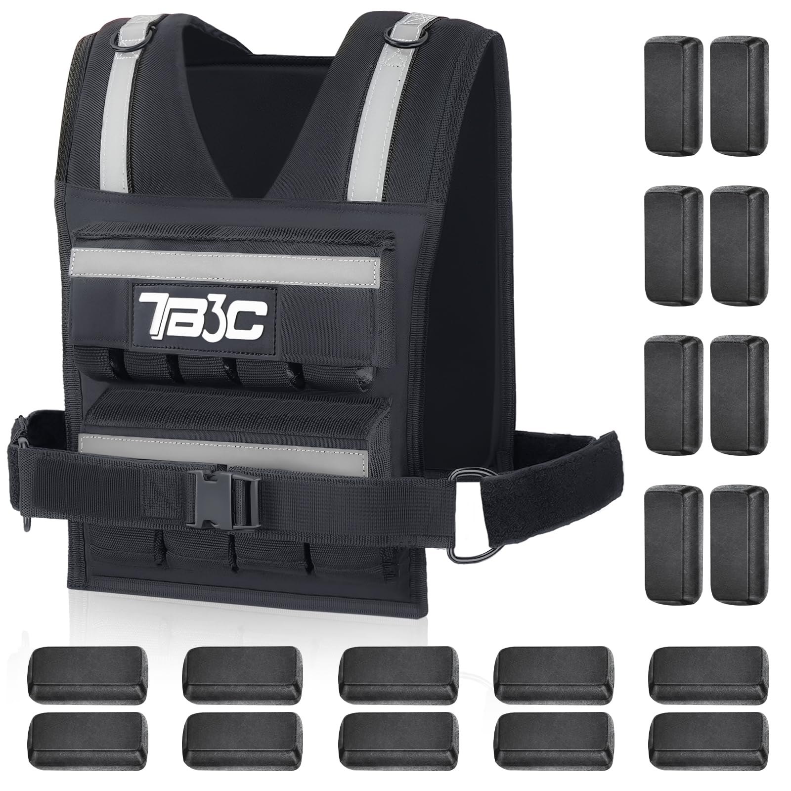 Adjustable Weighted Vest?40lbs Weights with Reflective Stripe, Weight Vest Workout Vest for Strength Training Running Walking Workout Vest for Men and Women