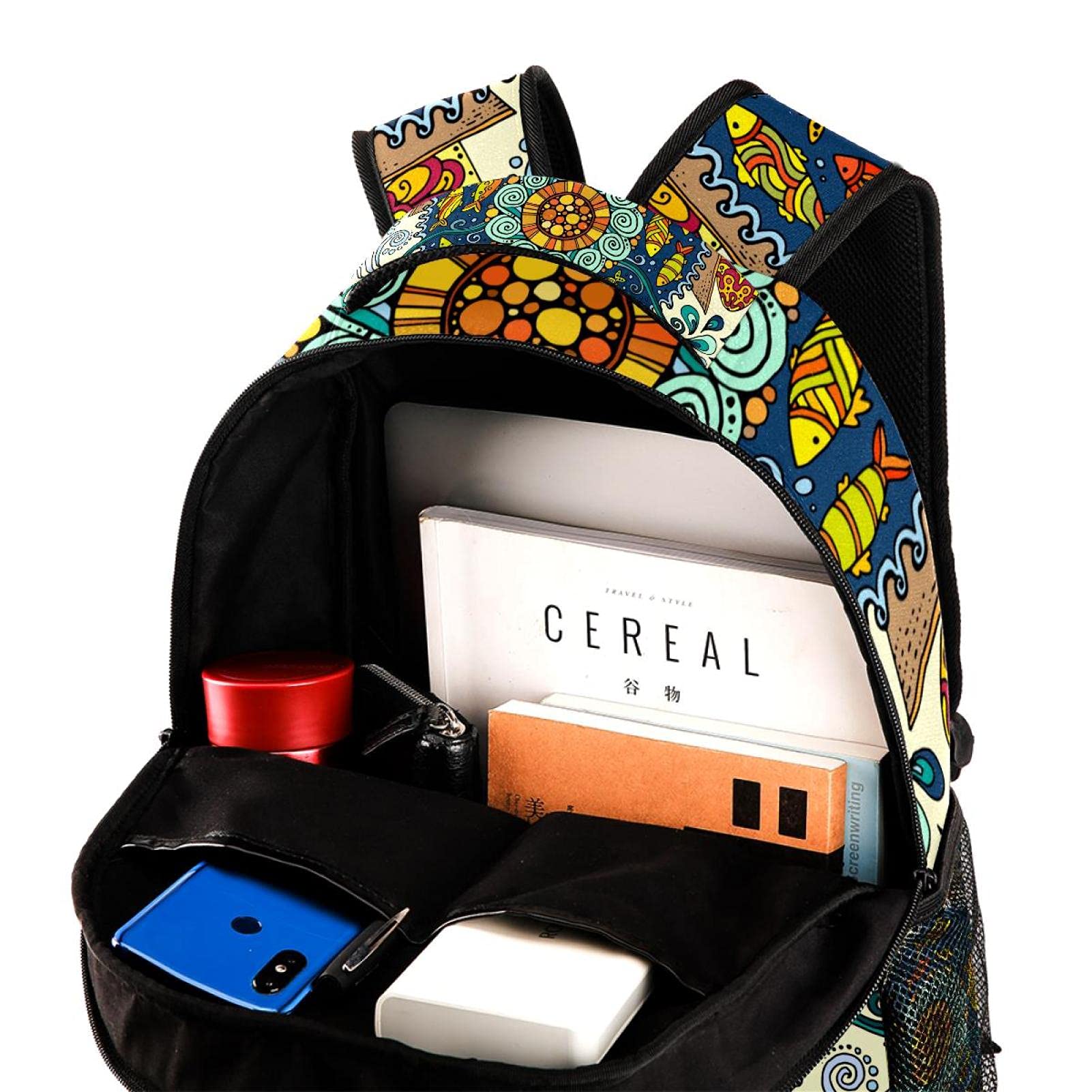 Laptop-Rucksack, Motiv: Angel Unicorn Star Night Navy Hintergrund University Laptop Rucksack Reisetasche Große Kapazität & Verstellbarer Gurt, Mehrfarbig 10,