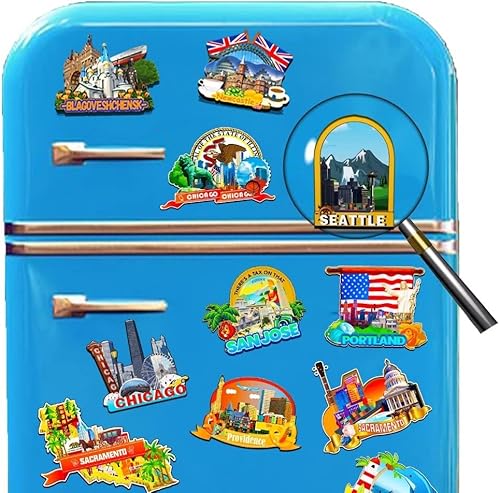 Miniatura 4 de Imán de madera para nevera de Seattle Washington USA Monumentos 3D de viaje, recuerdos coleccionables, decoración hecha a mano -1921