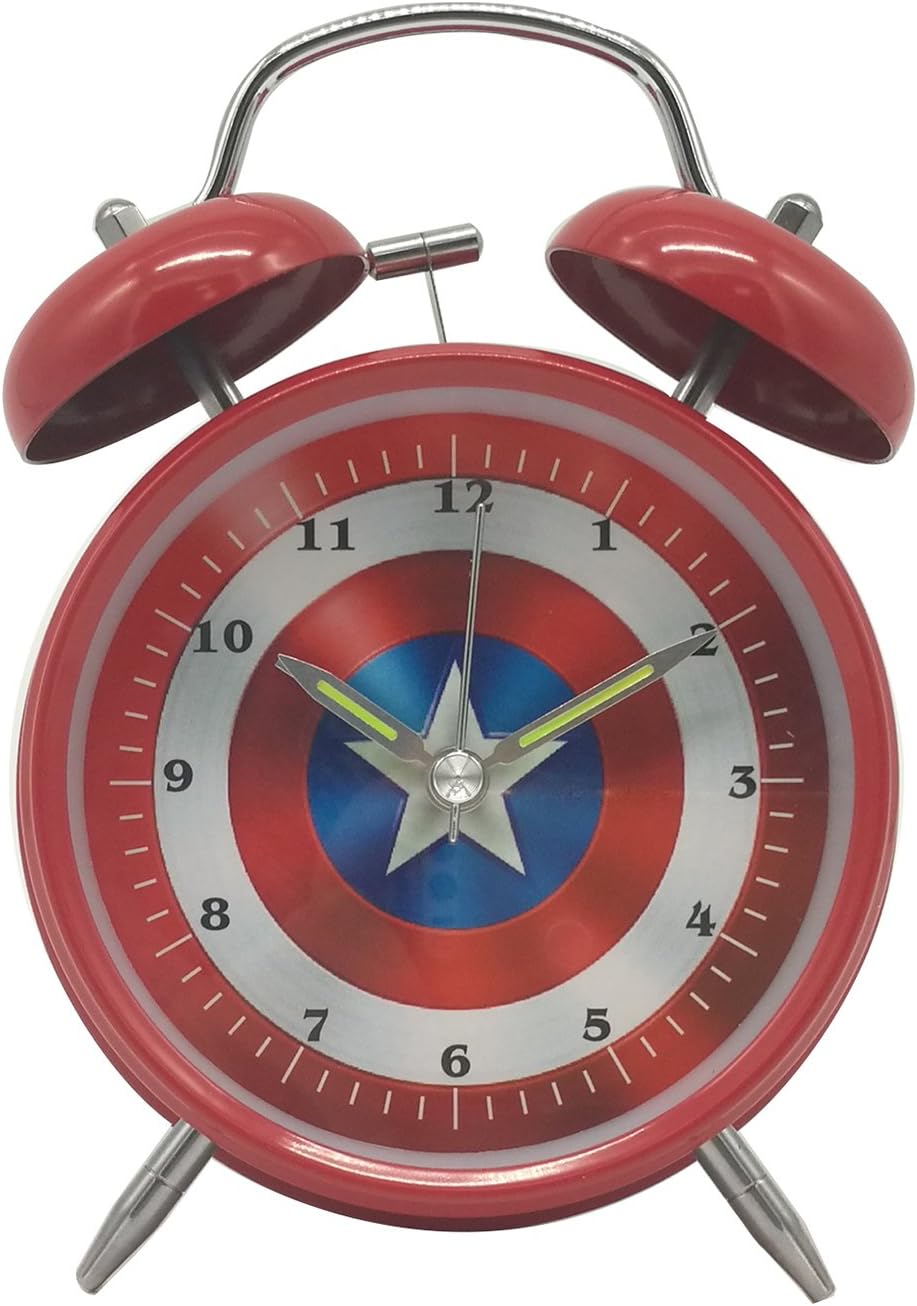 Wolf Warrior Novelty Superhero Analog Alarm Clock Silent Sweep Night Backlight Home Decoration Round Desk Metal Alarm Clock for Kids Children Gift