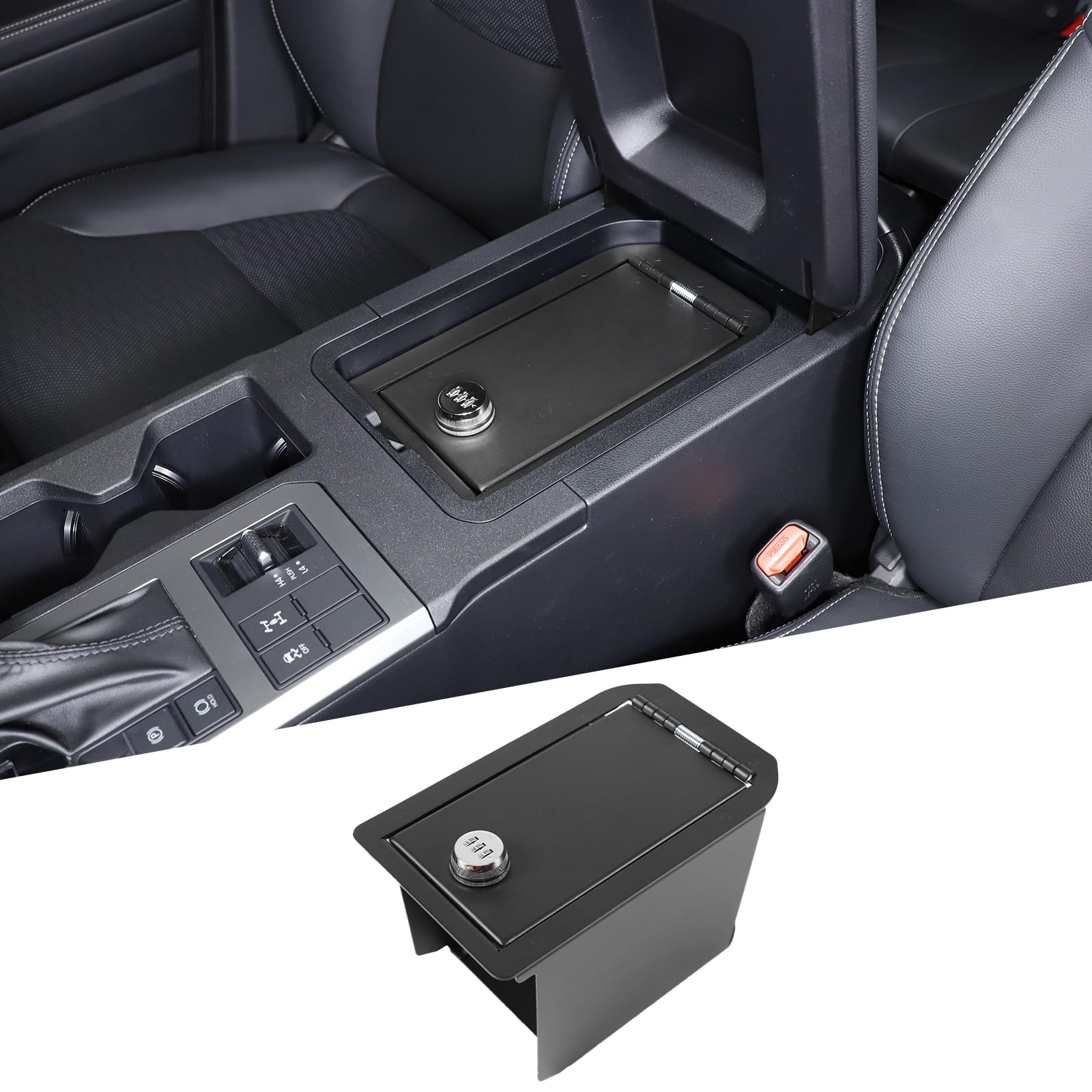 Fgtagtal Center Console Safe Box Compatible with Toyota Land Cruiser 250 Prado J250 LC250 2024 2025, Armrest Box Password Lock Safe Box, Console Lock Box Security Storage Console Safe
