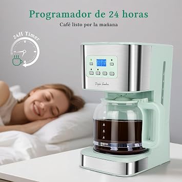 Taylor Swoden Drip Coffee Maker 12 Cups with Permanent Filter, Programmable 24h, Screen Shut-Off Function, AutoClean Function, Leak-proof System, Keep Warm Function, BPA-Free, 950W, Green