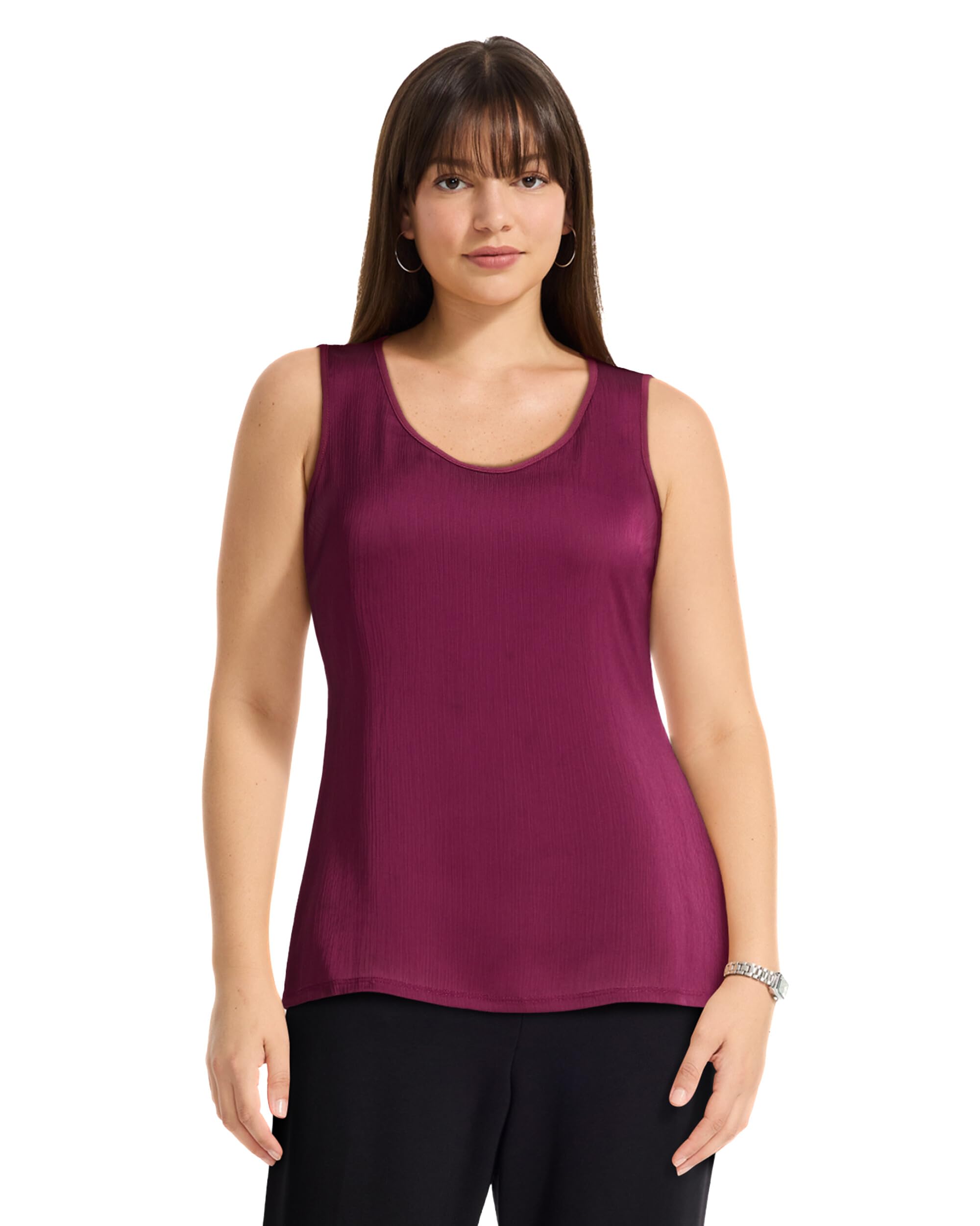 Anne Klein Sleeveless Satin Tank Top Débardeur en Satin sans Manches Femme