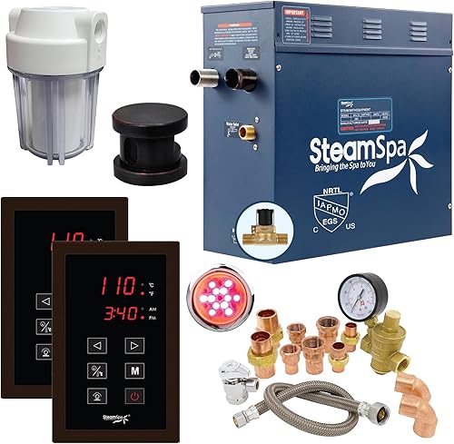 Miniatura 20 de SteamSpa Generador de sauna de vapor de 4.5kW, paquete ejecutivo, generador de vapor de 240 V con panel táctil, cabezales de vapor, válvula