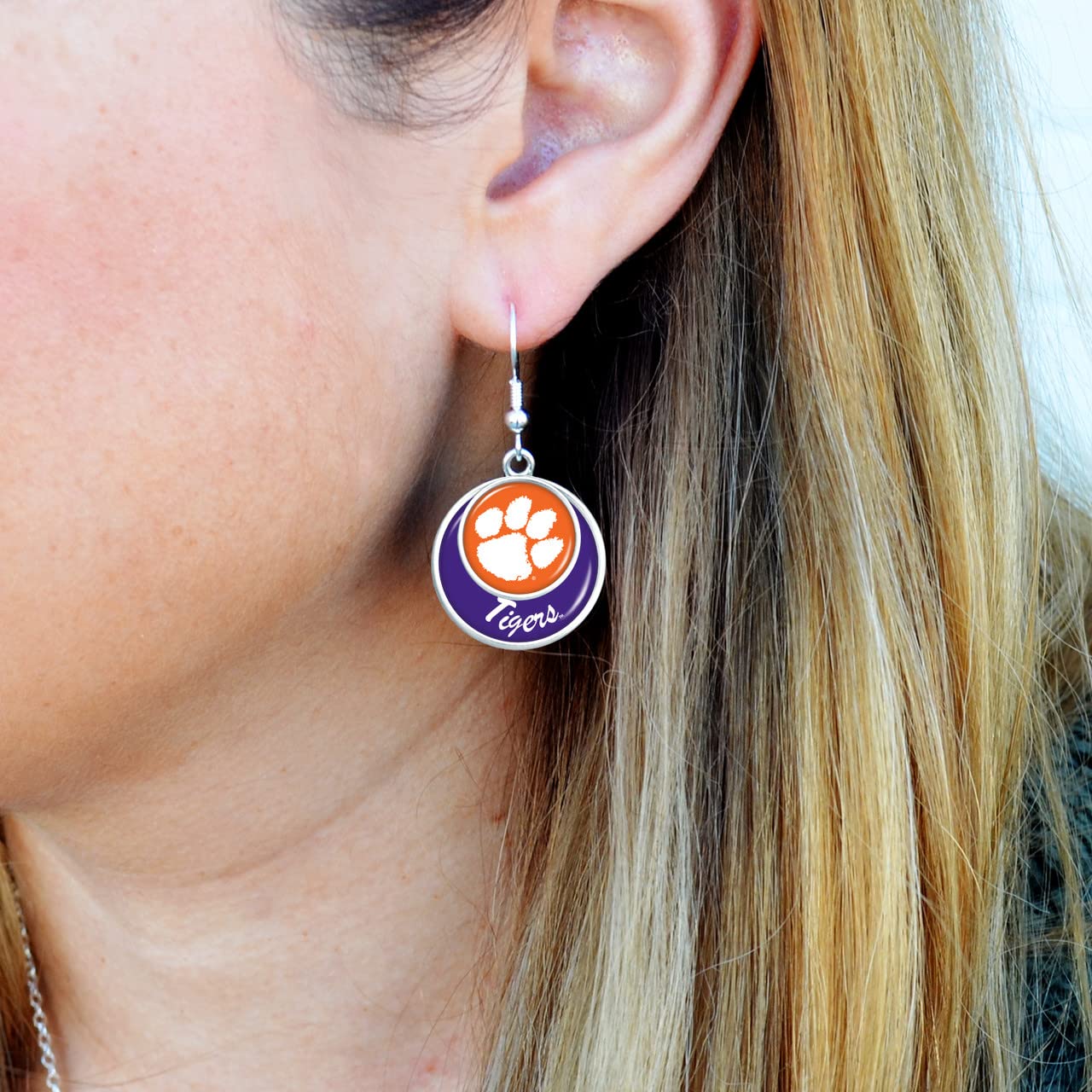 Clemson Tigers Stacked Disk Earrings Jewelry Gift Licensed CU