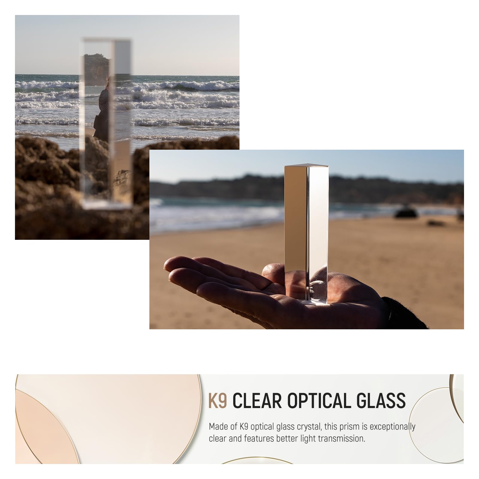 NEEWER 2 Pack 15cm Prisme Triangulaire, Verre Optique Cristallin K9 pour Photographie à Prisme, Prisme Photo Photographique à Effets Arc-en-Ciel, Enseignement de la Physique du Spectre Lumineux, OG6