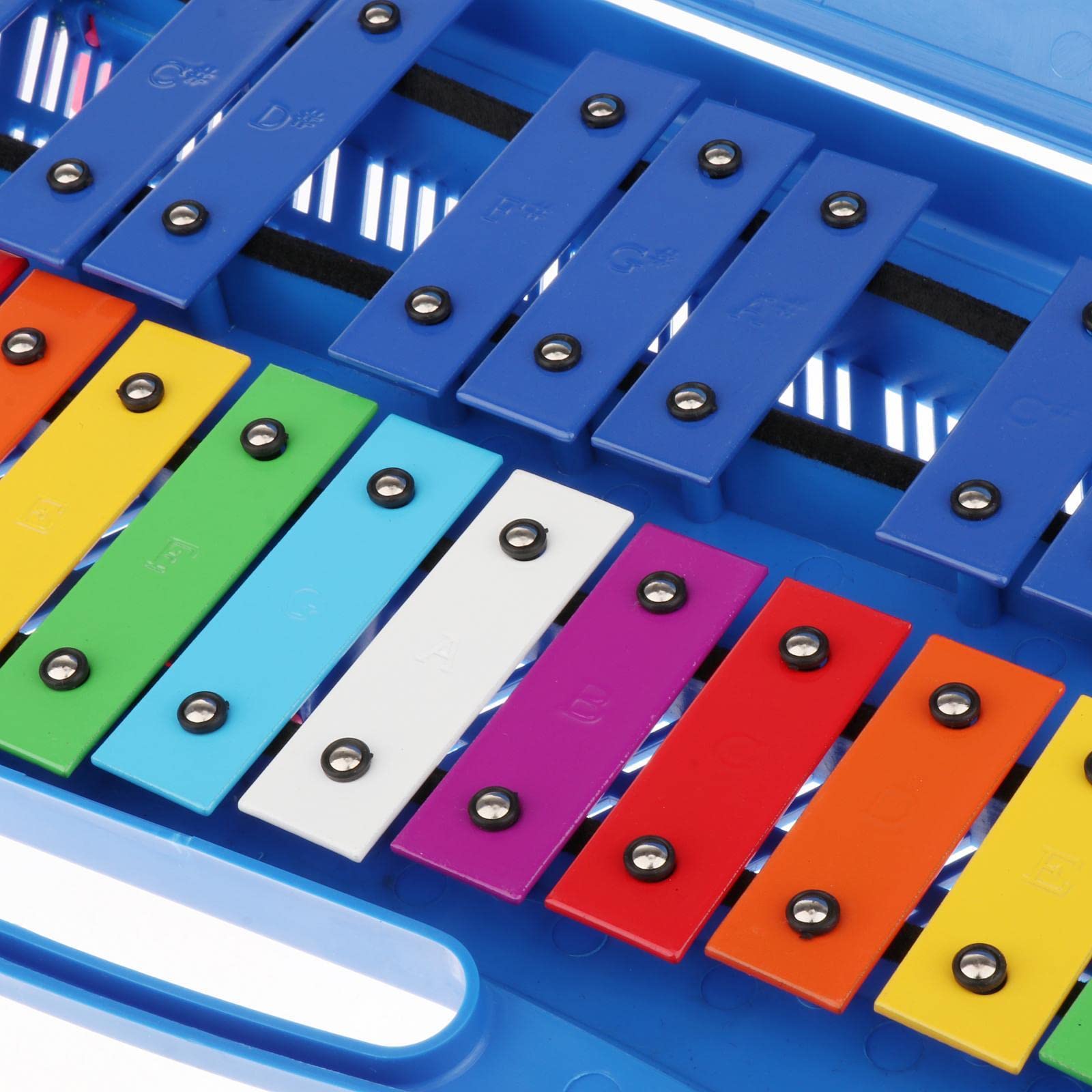 Glockenspiel Profesional Xilófono Infantil Instrumento Percusión Metal Aluminio Portátil Afinación Precisa con Baquetas Estuche Adecuado para Niños In, Azul
