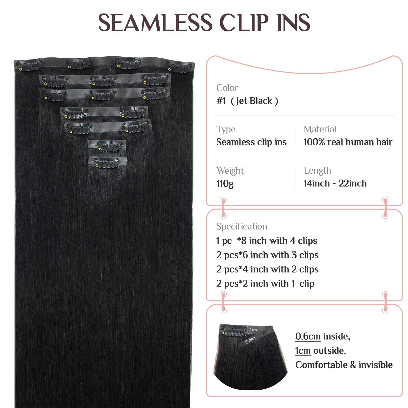 Amazon.com : MAXITA Invisible PU Weft Clip In Hair  display picture 2