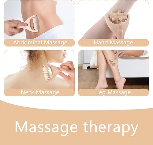 Miniatura 3 de 3 herramientas de masaje de terapia de madera, rodillos de masaje de madera, herramientas de masaje manual muscular para relajar muslo, pierna,