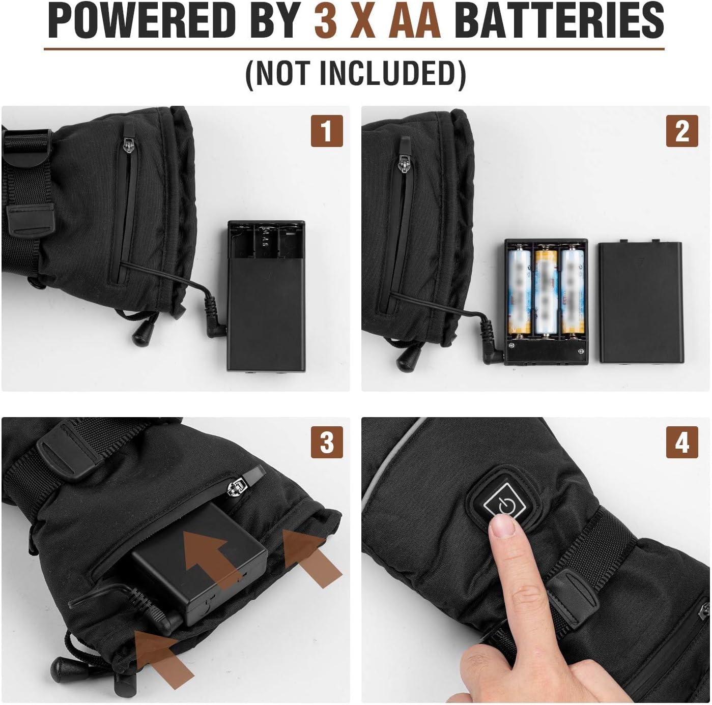 LUWATT Heated Gloves for Men Women, Battery Powered 3 Temperature Settings, Electric Warming Gloves for Winter Outdoors Sports Skiing Climb Hiking Cycling Arthritis Raynaud's