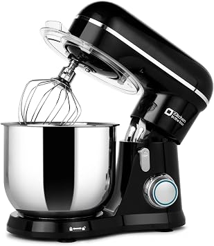 Kitchen in the box 3.5L Compact Stand Mixer, Small Food Mixer with 10 Speeds, Dough Hook, Whisk, Beater, Mini Lightweight Home Baking Appliance for Small Kitchens, 1-2 Person Daily Use (Black)